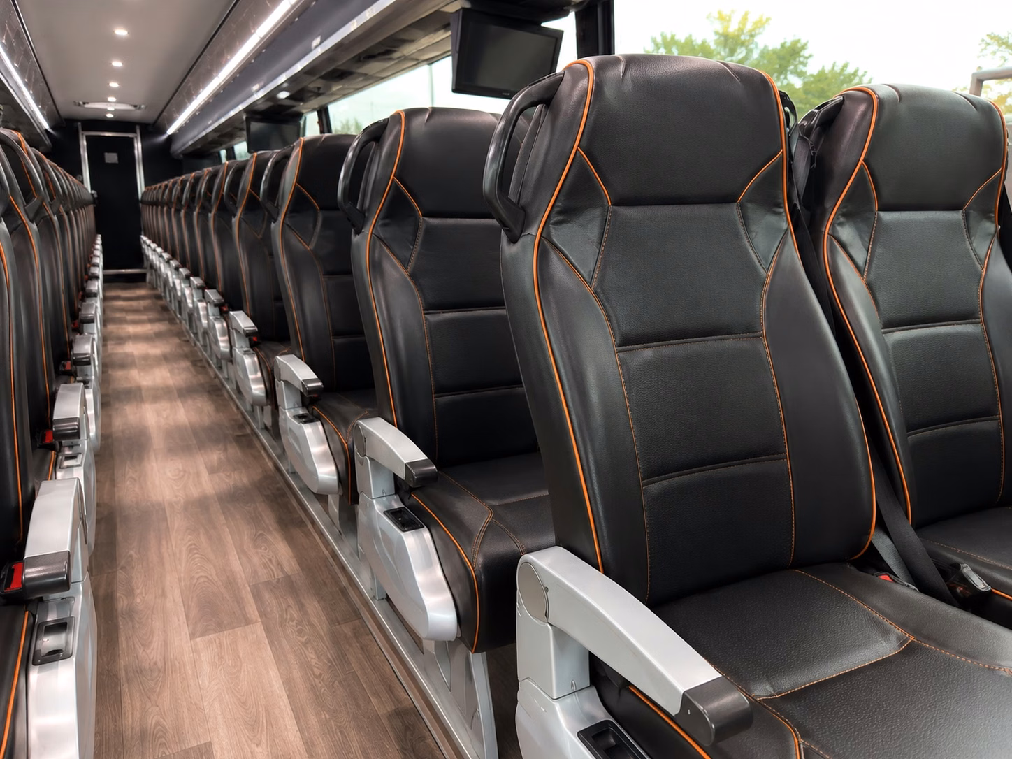 56 passenger charter bus inside